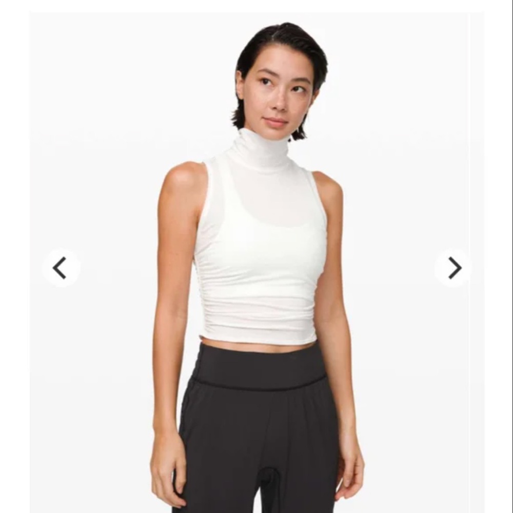 Lululemon See the Horizon White Ruched Sleeveless Tank Medium